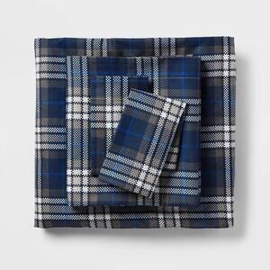Twin/Twin Extra Long Microfiber Sheet Set Blue/Gen Plaid - Room Essentials™